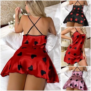 Mujeres Camisón Prendas para dormir Negro Rojo Sexy Camisón Lencería Seda Íntima - Imagen 1 de 14