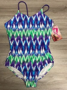 KANU Surf Girls One Piece Swimsuit "Kelly” Purple Blue Green NWT Size 14 - Picture 1 of 4