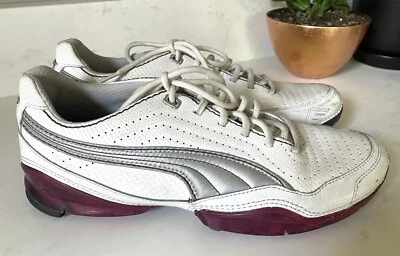 彪马 Cell Meio 皮革跑步鞋低帮运动鞋白色银色红色女式 8 码 — 第 1/4 张图片