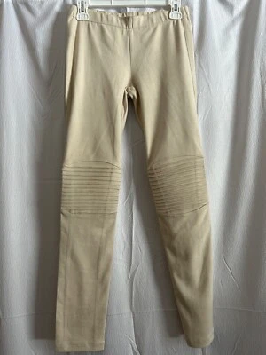 Pantalones para mujer Alberto Makali beige imitación gamuza texturizada rodillas, talla S Foto 1 de 4