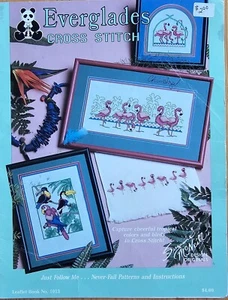 "Everglades" x stitch--flamingos-toucan birds- parrots-Rare 1986 pre-owned - Picture 1 of 3
