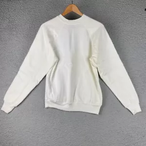 Vintage Tultex 90s Adult Small Ivory White Sweatshirt Made In USA *Discoloration - Picture 1 of 13