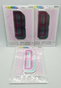 Mine2Design Letter B Peel And Stick Flat Patch LOT OF 3 NEW Pink Green - Bild 1 von 4