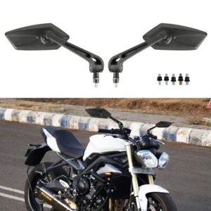 Pair Side Mirrors Rearview Black 10mm For Triumph Street Speed Triple 675 R RS - Picture 1 of 13
