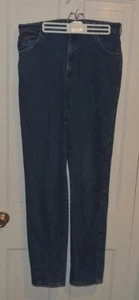 AUTHENTIC DENIM RIDERS WOMEN'S SIZE 16 LONG PEG LEG JEANS: DARK BLUE = EUC - Picture 1 of 1