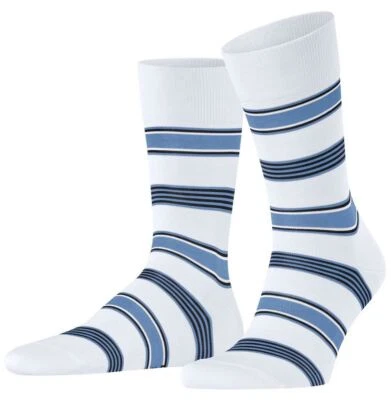 Falke Mens Marina Stripe Socks - White - Image 1 of 4