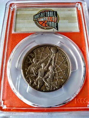 2020-S Basketball HOF Clad Half Dollar PCGS PR70DCAM FDOI W/ORIG Box&COA pop 123 - Image 1 of 4