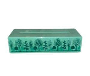 Vintage Mint Green Trees Acrylic Plastic Lucite Tissue Box Cover Ames Japan - Picture 1 of 6