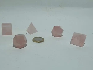 Set 5 Solides formes de Platon quartz rose - Picture 1 of 7