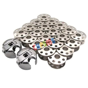 20 BOBBIN & 2 BOBBIN CASE FOR JUKI DDL-227 DDL-5550 DDL-8500 DDL-8700 DDL-9000 - Picture 1 of 5