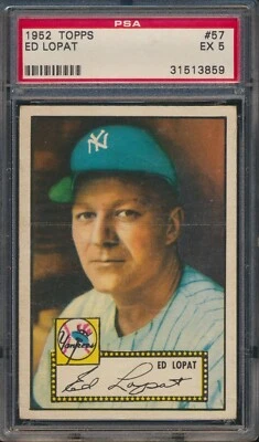 1952 Topps Ed Lopat #57 New York Yankees PSA 5 DEAD CENTERED - Image 1 of 2