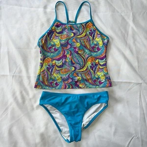 Speedo Girl’s Sz 14 2 Piece Swimsuit NWT C@LORFUL Groovy TANKINI - Picture 1 of 4