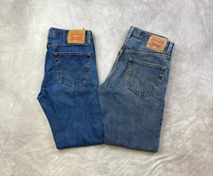 Levis 505 Jeans Denim Blue Pants 32x32 Lot Of 2 (Laundered) - Picture 1 of 9