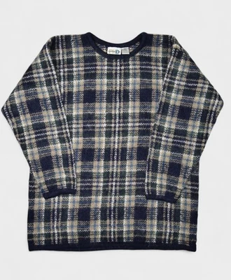 Suéter Paul Harris Diseño Mujer Grande Lana Mohair Cuello Redondo Pullover a Cuadros PHD Foto 1 de 4