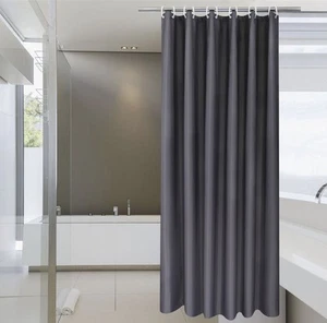 Short 72x66 inch Shower Curtain Liner, Polyester Solid Color Shower Curtin wi... - Picture 1 of 7