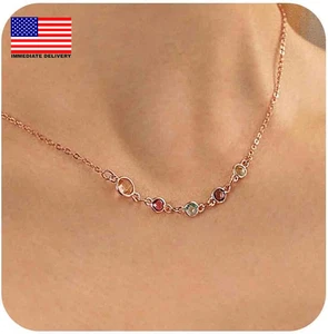 Böhmen Regenbogen Kristall Anhänger Halskette bunt Kristall Halsreif Halskette winzig C - Bild 1 von 7