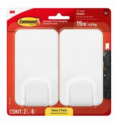 15 Lb. XL Utility Hooks, White, 2-Pk. - 17011-2ES - Image 1 of 1