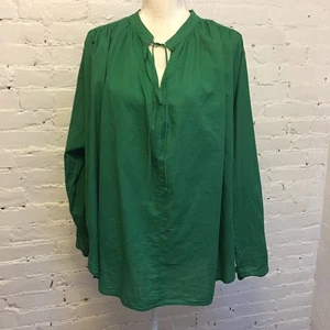 Xirena Algodón Relajado Ameli Top Corbata Cuello Esmalte Verde Talla Grande - Imagen 1 de 8