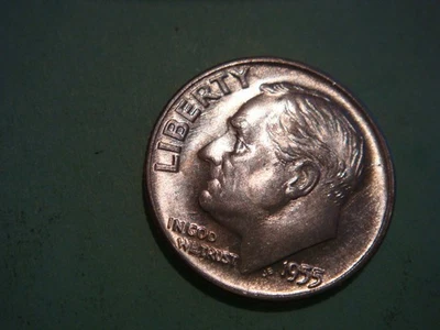 Bonita moneda de diez centavos 1955 D Roosevelt plata sin circular - moneda real en foto Foto 1 de 2