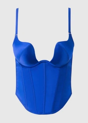 Frederick’s Of Hollywood Petra Swirl Plunge Push Up Bustier Azul Cobalto Talla XL Foto 1 de 4