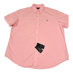 Neu mit Etikett Polo Ralph Lauren XLTG klassische Passform rosa kurzärmliges Button-Down-Hemd für Herren - Bild 1 von 12