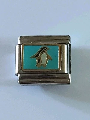 Dije italiano "Pingüino sobre fondo azul" de Pugster nuevo Foto 1 de 4