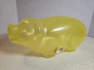 Vintage Clear Yellow Plastic Piggy Bank - Picture 1 of 7