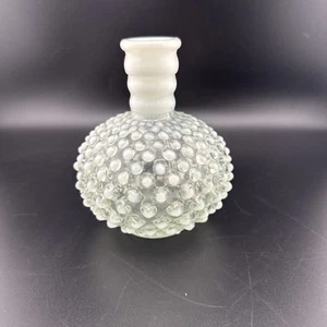 Vintage Hobnail vetro opalescente latte e vaso trasparente corto rotondo - Foto 1 di 8