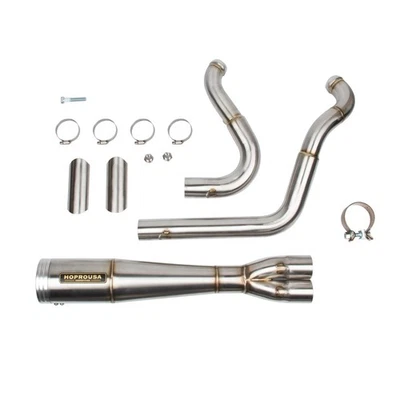 Escape de acero inoxidable Hoprousa 2 en 1 para tubo Harley Softail Street Bob del 18-más tarde Foto 1 de 4