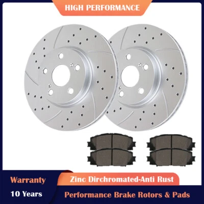 Rotores ranurados delanteros pastillas de freno cerámicas para Toyota Corolla Matrix Pontiac Vibe Foto 1 de 4