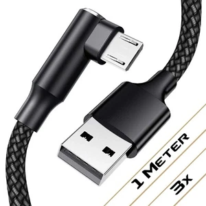 3x Ladekabel Micro USB Datenkabel Nylon 90° Winkel für Samsung Galaxy S5 S6 S7 S - Bild 1 von 4