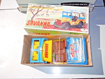 "JUNIOR"  BRAND BATTERY OPERATED "SAVANNA"  JEEP WITH BUTTON CONTROL IN ORIG.BOX - Image 1 of 4