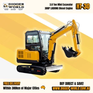 3.0 Ton HT-30 Mini Excavator, LAIDONG 30HP Diesel Engine, HIGHTOP - Picture 1 of 6