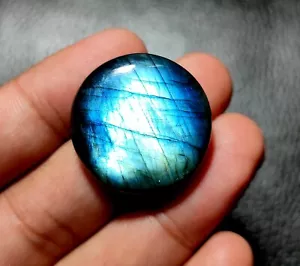 Natural Blue Labradorite Smooth Round Cabochon, Loose Gemstone 26x26x8 MM 51Ct. - Picture 1 of 4