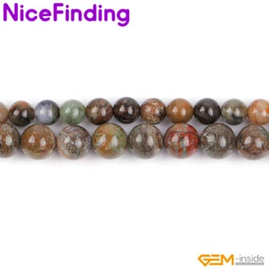 Lote de cuentas sueltas redondas naturales de jaspe marino para hacer joyas a granel 15" 6 mm 8 mm - Imagen 1 de 25