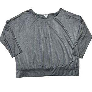 NWT Old Navy Womens 3/4 Sleeve Metallic Silver Gunmetal Gray Top XXL Glam Party - Picture 1 of 8