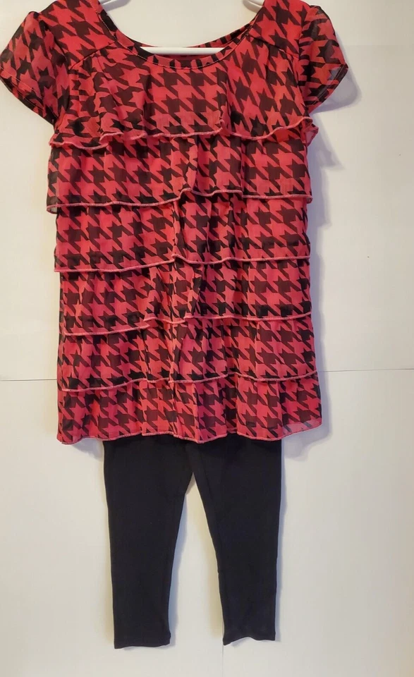 ¡NUEVO! Conjunto de 2 túnicas y leggings George para niñas rosa fucsia/negro talla 4/5 Foto 1 de 4