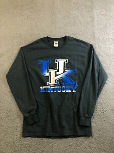 University of Kentucky Wildcats Shirt Mens Size Medium Dark Gray Long Sleeve
