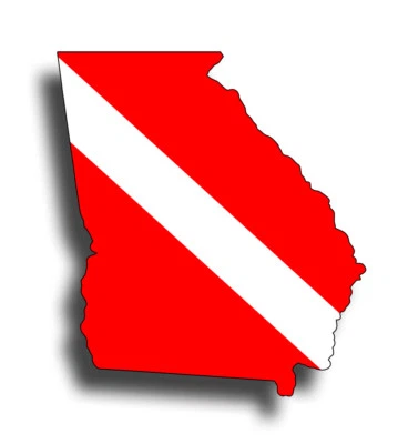 REAL STICKY Georgia Scuba Diver Down Sticker Flag Car Window Bumper Decal GA State Cup boat