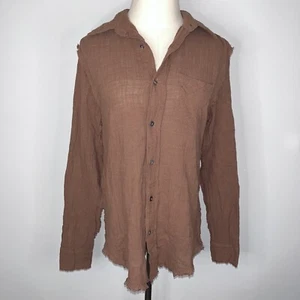 Camisa OLIVACEO Marrón Abotonada Pequeña Nueva Con Etiquetas Crudo Sin Acabar Dobladillo Manga Larga - Imagen 1 de 13