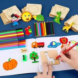 20pcs Montessori Kids Drawing Toys Wooden DIY Craft Toys Puzzle Educational Toys - Picture 1 of 24