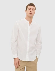 JAG Men’s Seersucker Nehru Collar Long Sleeve Shirt Size L BNWT - Picture 1 of 10