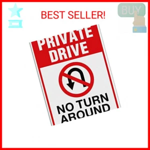 Private Drive Sign, No Turn Around Sign, Driveway Signs No Turnaround,14x10 In, - Picture 1 of 2