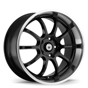 17x7 +40 Konig Lightning 5x100,5x114.3 Black/Machine Lip Wheels (Set of 4) - Picture 1 of 2