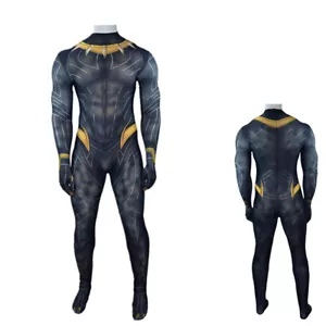 Gold Black Panther Jumpsuit Superhero Cosplay Bodysuit Costume Zentai Halloween - Picture 1 of 16