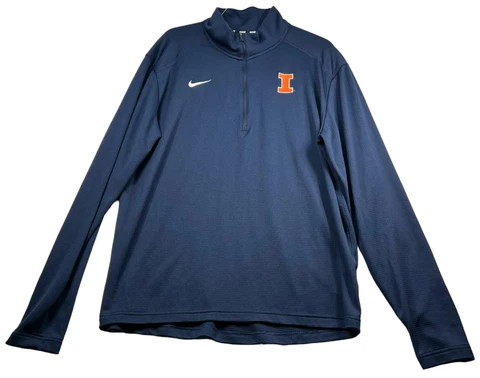 Nike Workout Shirt Mens size Large Blue University of Illinois Urbana Long Slv Cover