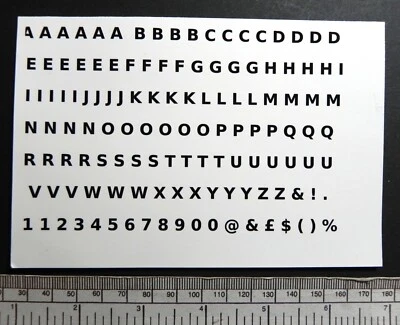 Transfert lettre & numéro - noir - waterslide - 5 mm (3/16") - 128 caractères