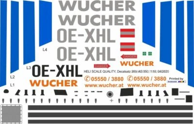 Decal 269 H125 / AS 350 Ecureuil Wucher OE-XHL - Bild 1 von 2