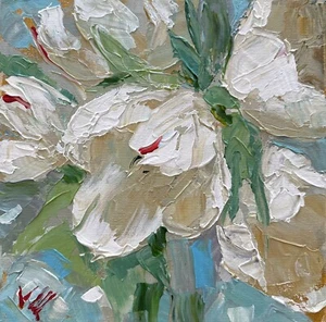 Original Acrylic Painting 10 x10 Tulips Flower Floral Decor Wall Art - Picture 1 of 5