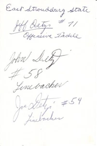 T19-79906 Football autograph card Dietz Triplets Jeff John Joe East Stroudsburg - Picture 1 of 1